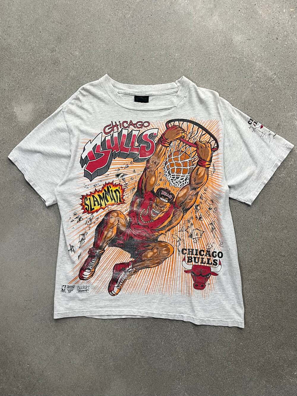 Vintage 1994 Chicago Bulls Animated Slam Dunk NBA T-Shirt - L